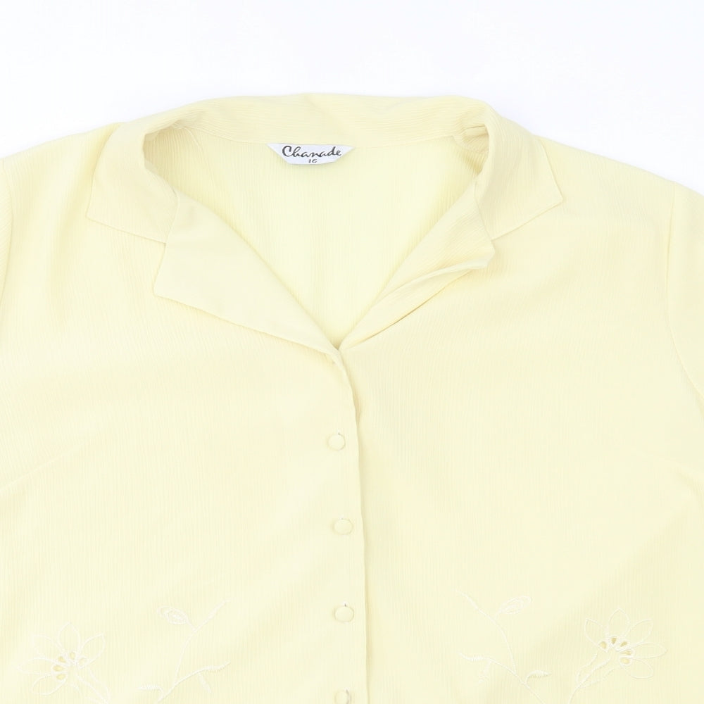 Chanade Womens Yellow   Basic Button-Up Size 16