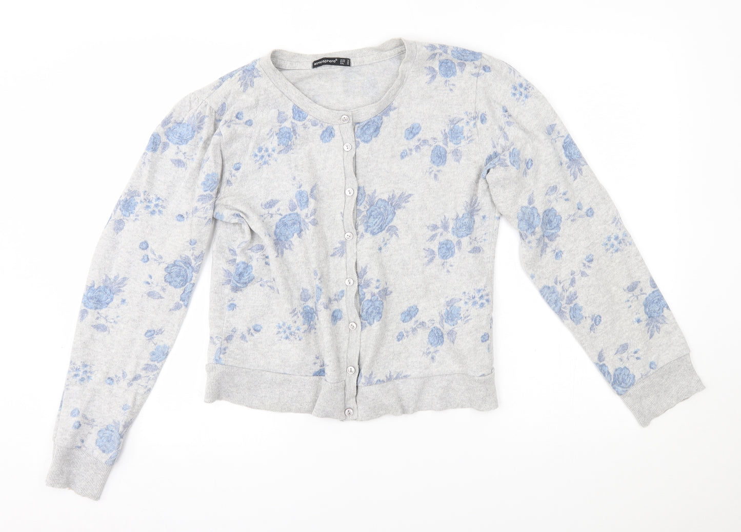 Atmosphere Womens Grey Floral  Cardigan Jumper Size 16