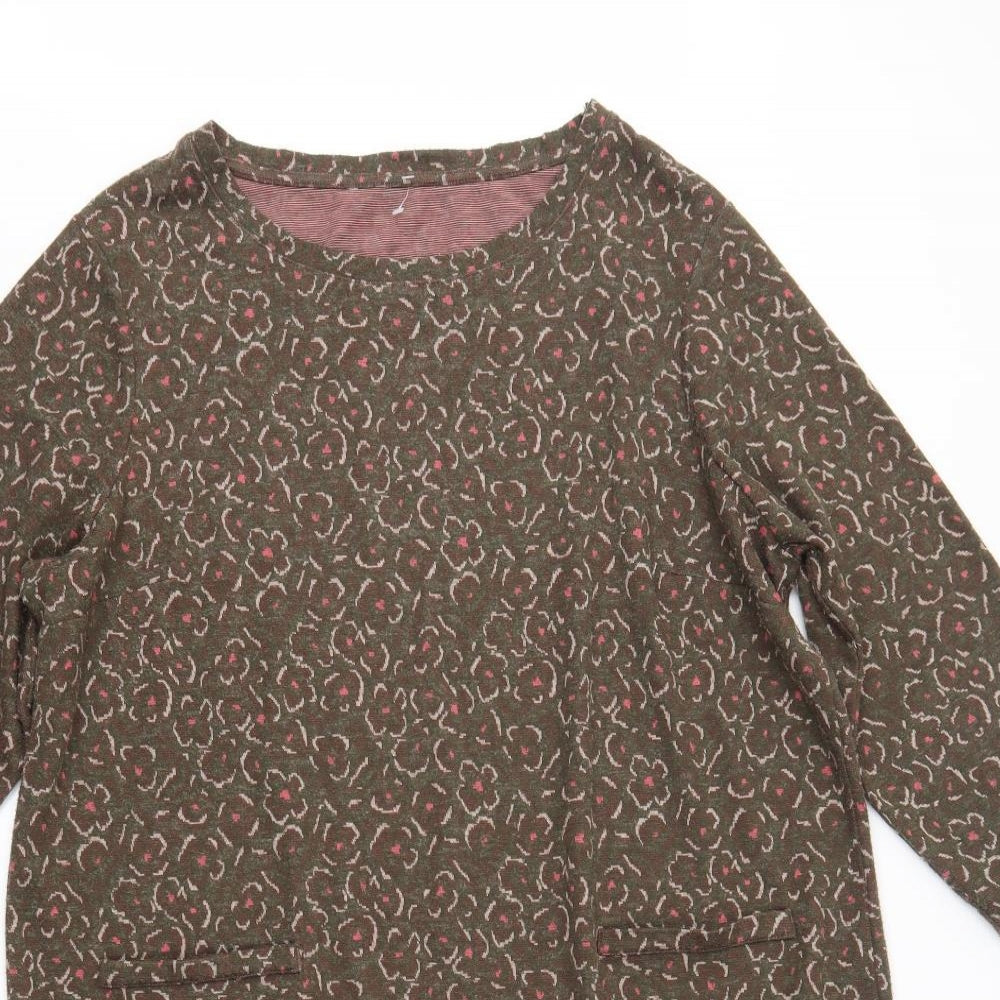 TU Womens Brown Floral  Pullover Jumper Size 18