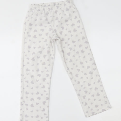 George Girls White    Lounge Pants Size 7-8 Years  - heart pattern