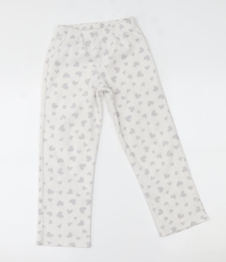 George Girls White Lounge Pants Size 7-8 Years - heart pattern