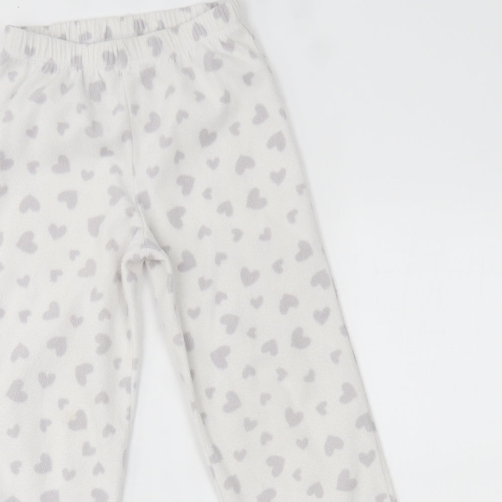George Girls White    Lounge Pants Size 7-8 Years  - heart pattern