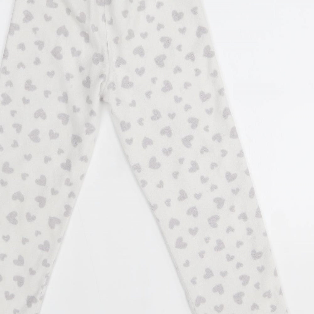 George Girls White    Lounge Pants Size 7-8 Years  - heart pattern
