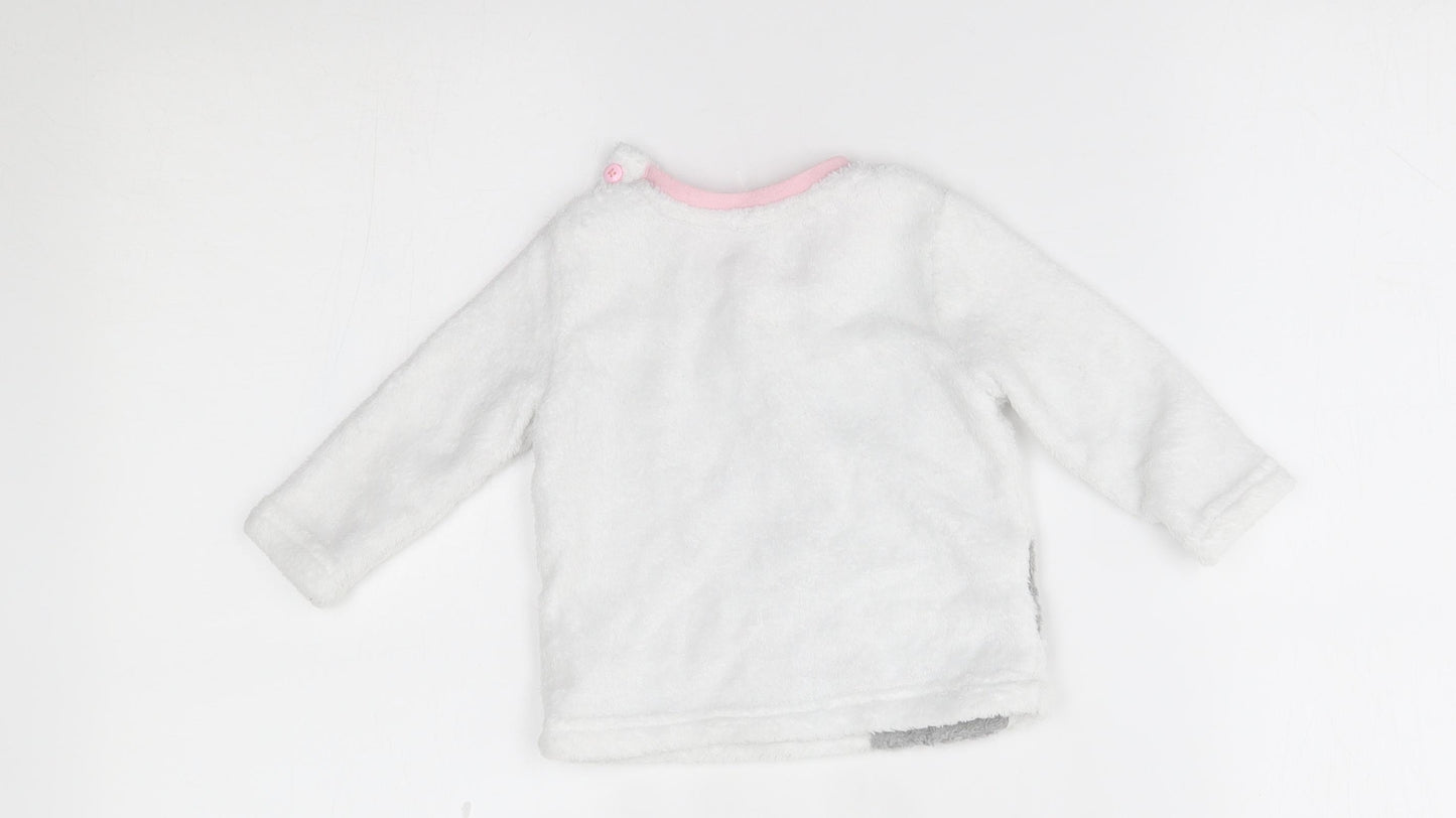 Primark Girls White    Pyjama Top Size 6-9 Months  - time for bed