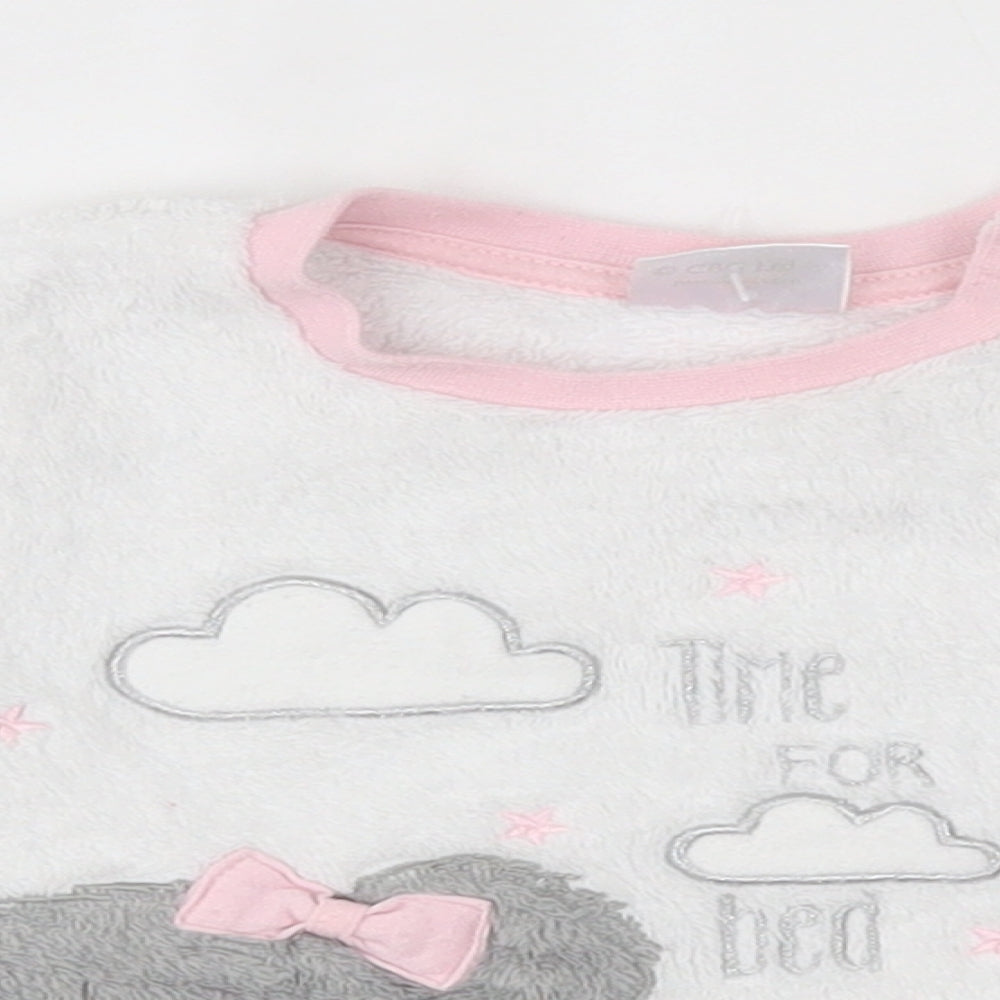 Primark Girls White    Pyjama Top Size 6-9 Months  - time for bed