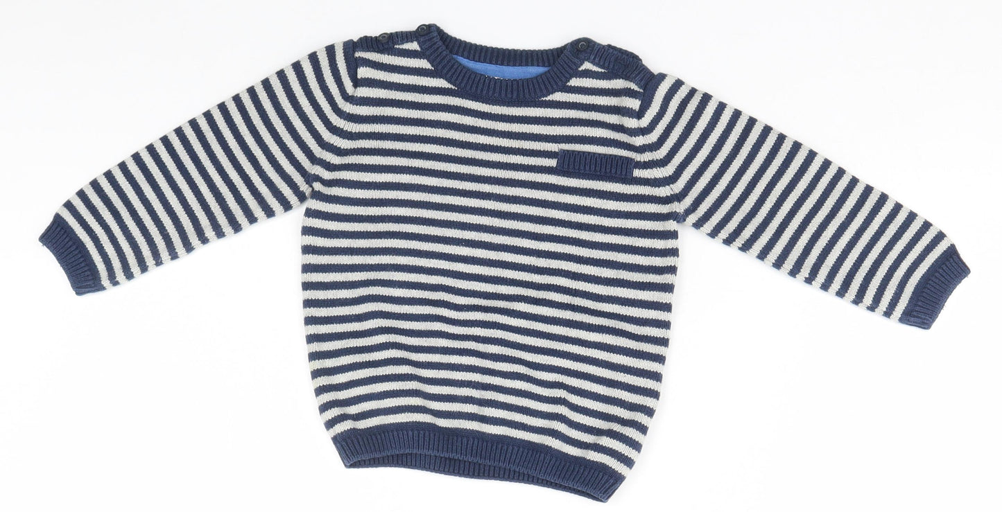 F&F Baby Blue Striped  Pullover Jumper Size 12-18 Months