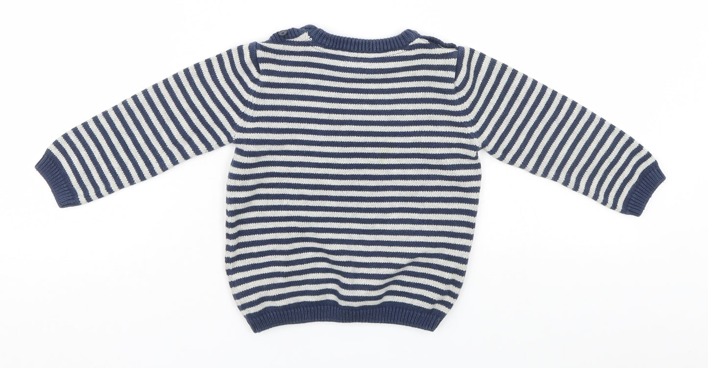 F&F Baby Blue Striped  Pullover Jumper Size 12-18 Months