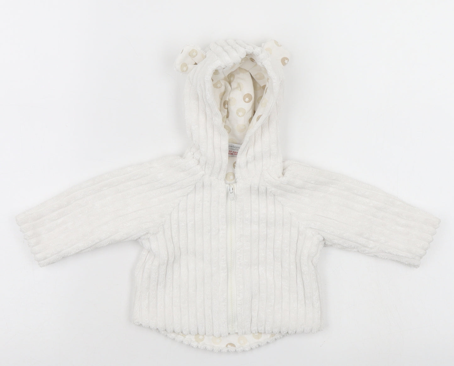 Mini Club Baby White   Full Zip Jumper Size 0-3 Months
