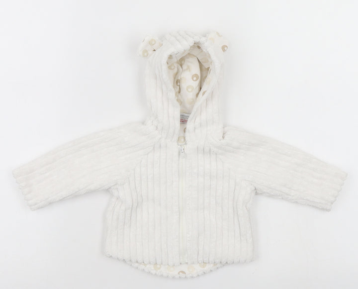 Mini Club Baby White Full Zip Jumper Size 0-3 Months