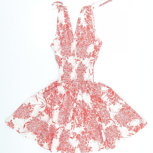 KDK London Womens White Floral  A-Line  Size S