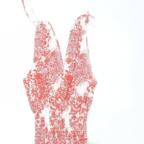 KDK London Womens White Floral  A-Line  Size S