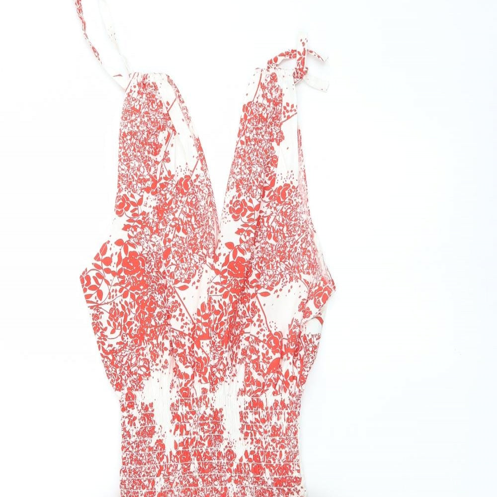 KDK London Womens White Floral  A-Line  Size S