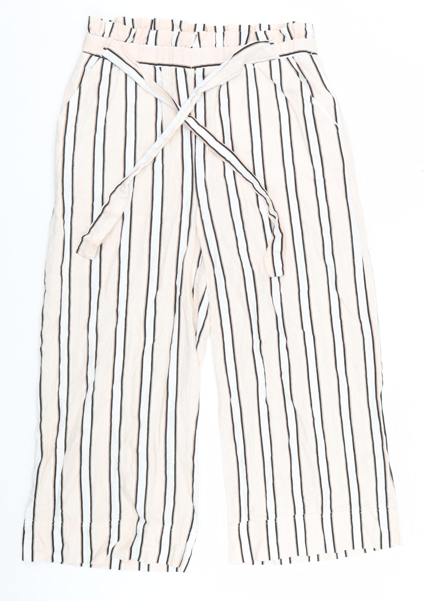 New Look Womens Ivory Striped  Trousers  Size 12 L24 in