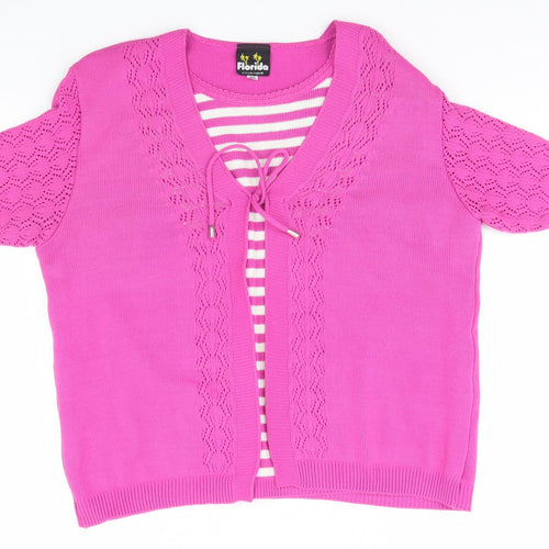Florida Womens Pink Striped  Pullover Jumper Size M