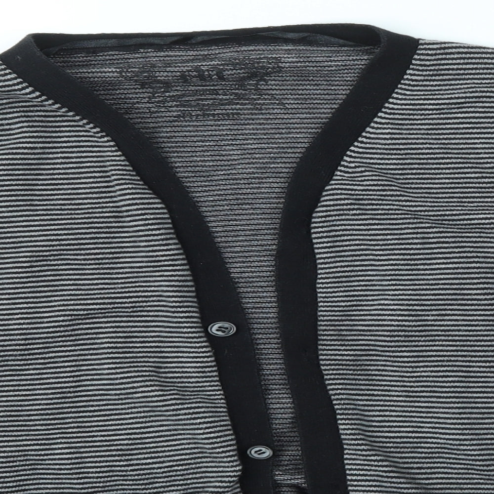 Primark Mens Grey Striped  Cardigan Jumper Size M