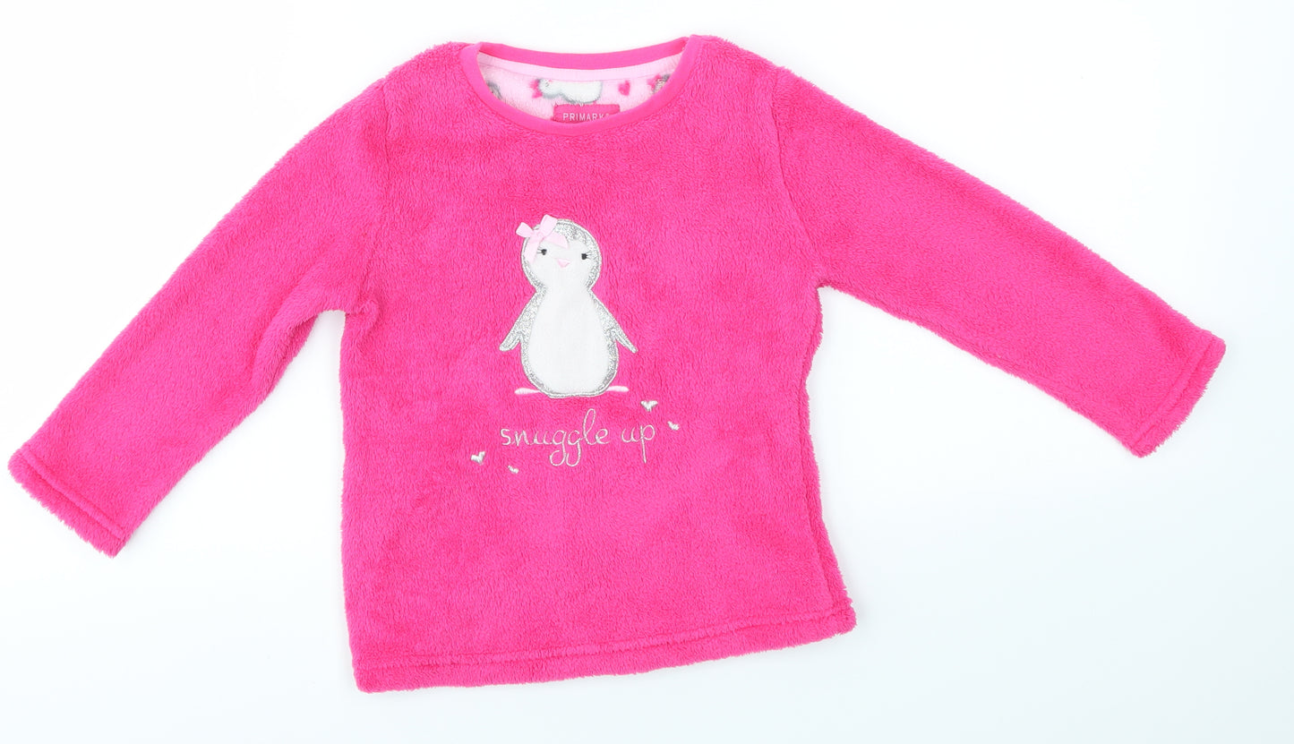 Primark Girls Pink Solid  Top Pyjama Top Size 3-4 Years