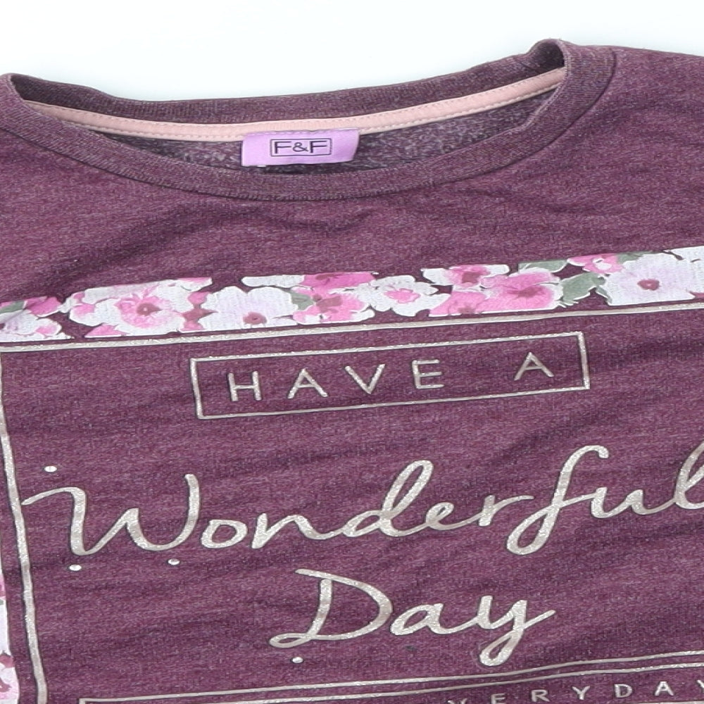 F&F Girls Purple   Pullover Jumper Size 8-9 Years