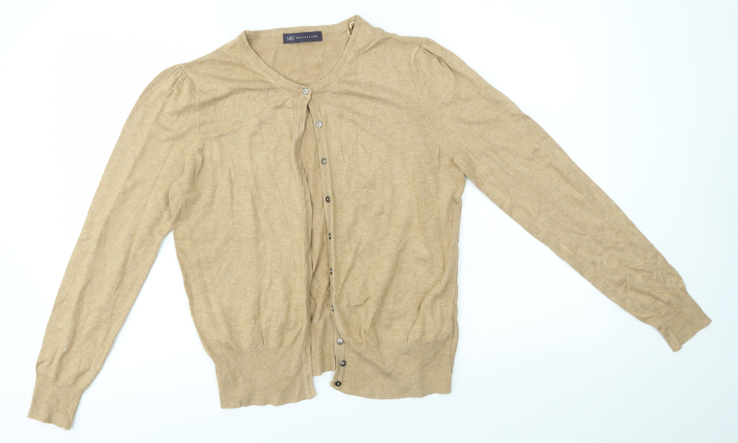 M&S Womens Brown   Cardigan Jumper Size 12