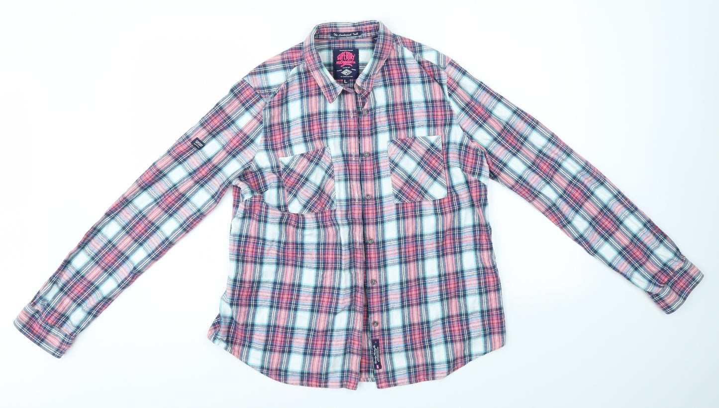 Superdry Womens Multicoloured Check  Basic Button-Up Size L