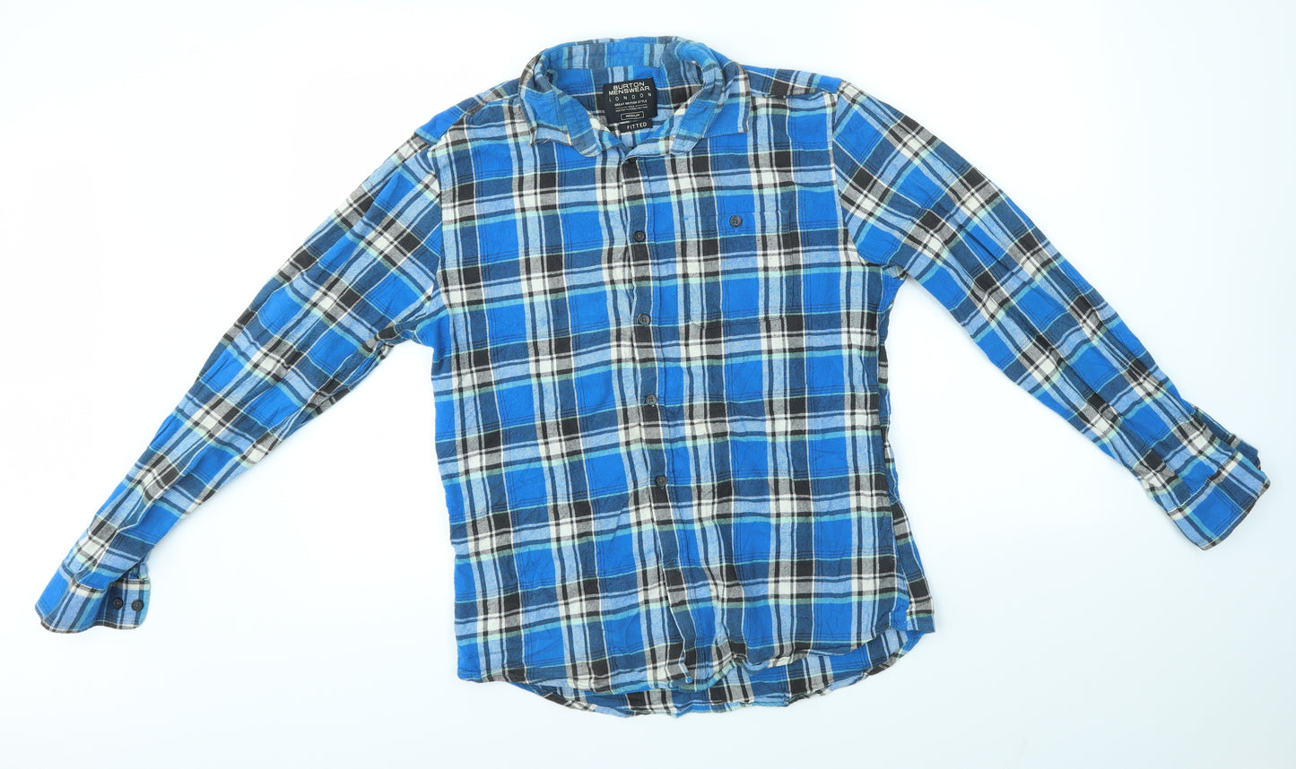 Burton Mens Blue Check   Button-Up Size M
