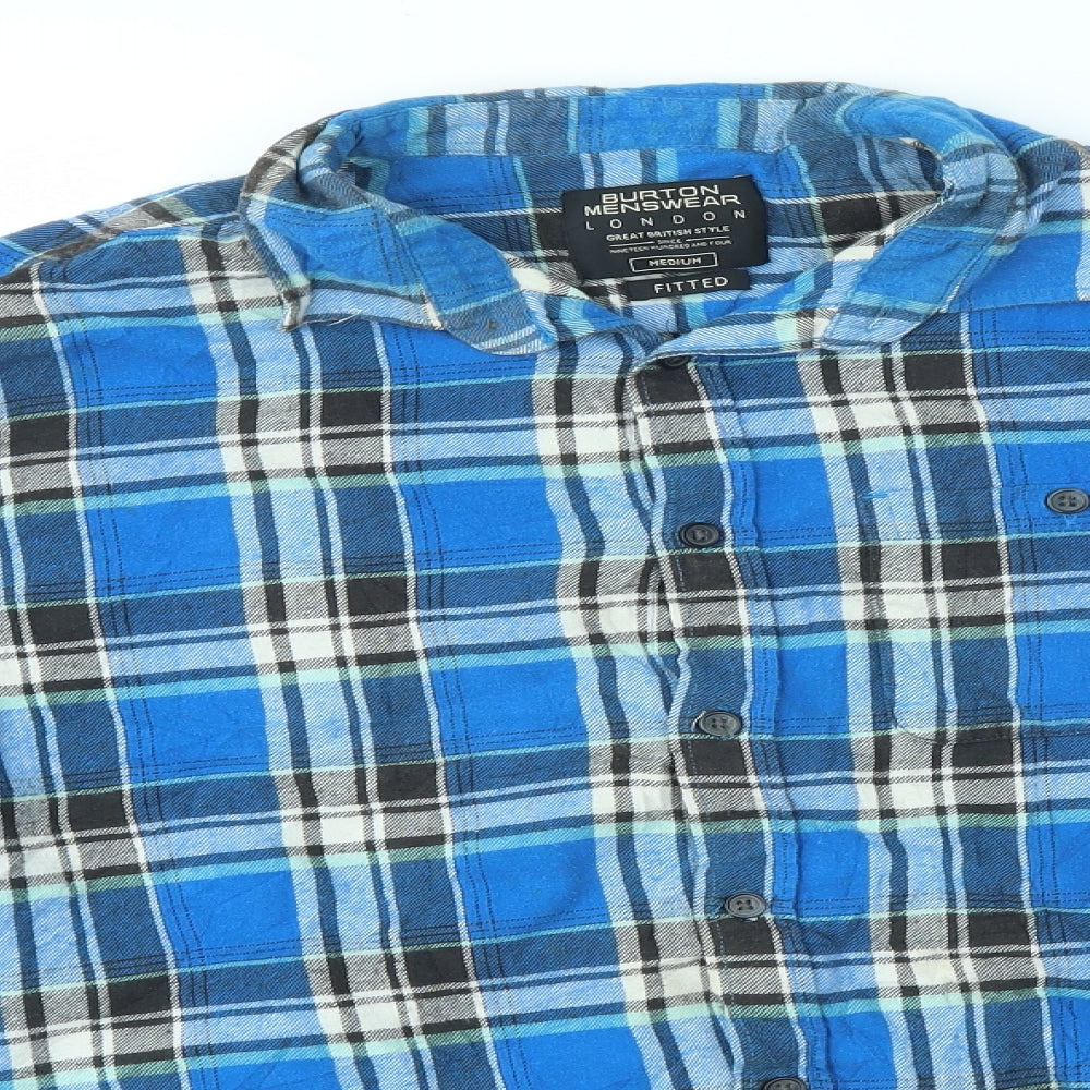 Burton Mens Blue Check   Button-Up Size M