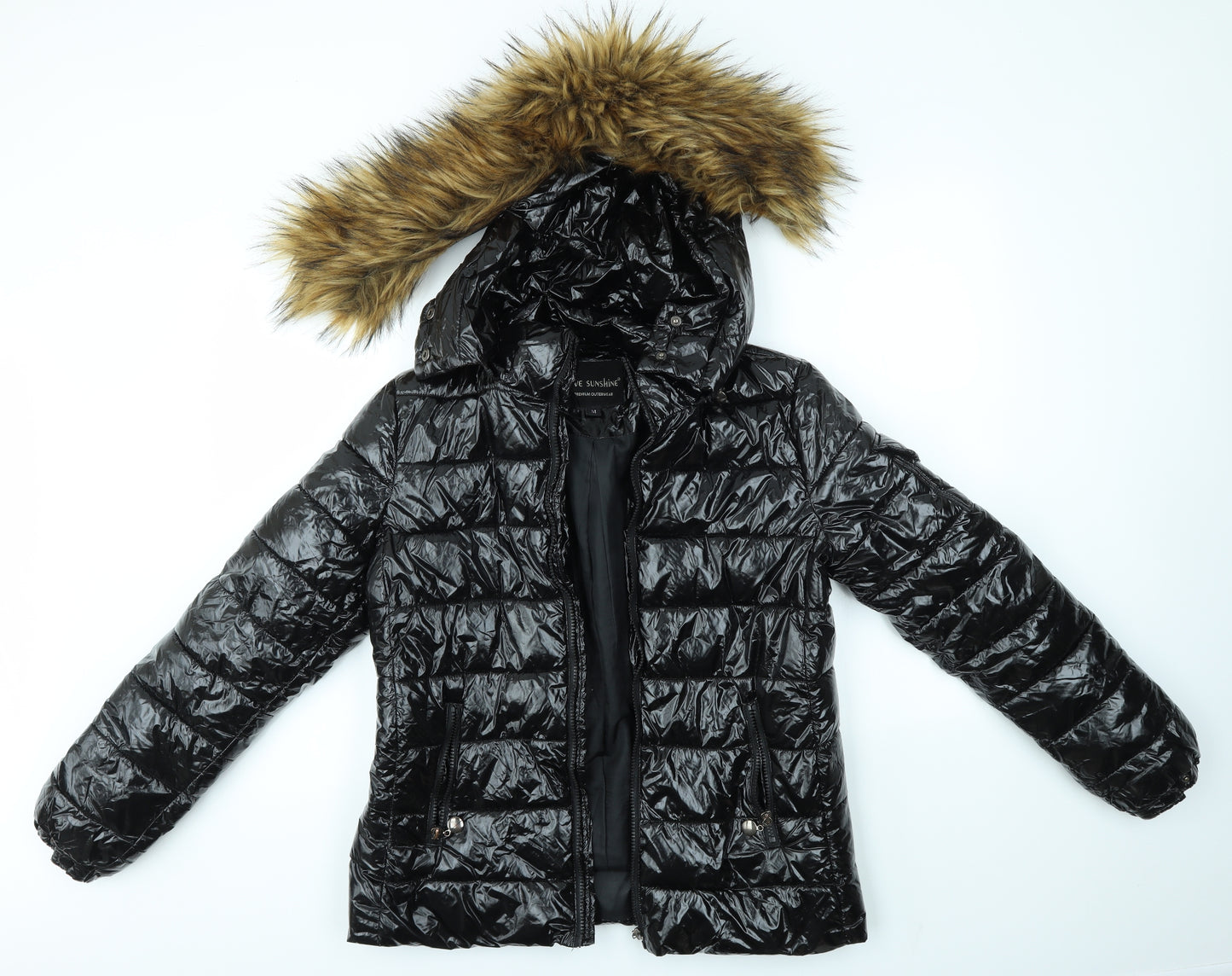 LOVE SUNSHINE Womens Black   Puffer Jacket Coat Size M