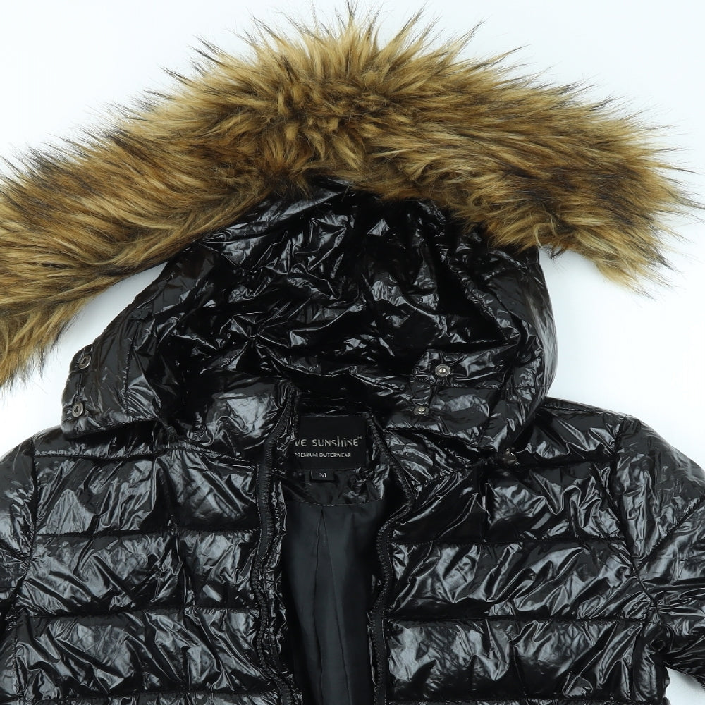 LOVE SUNSHINE Womens Black   Puffer Jacket Coat Size M