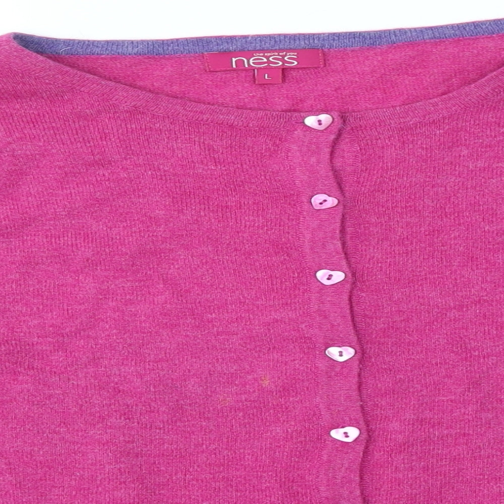 Ness Womens Pink   Cardigan Jumper Size L