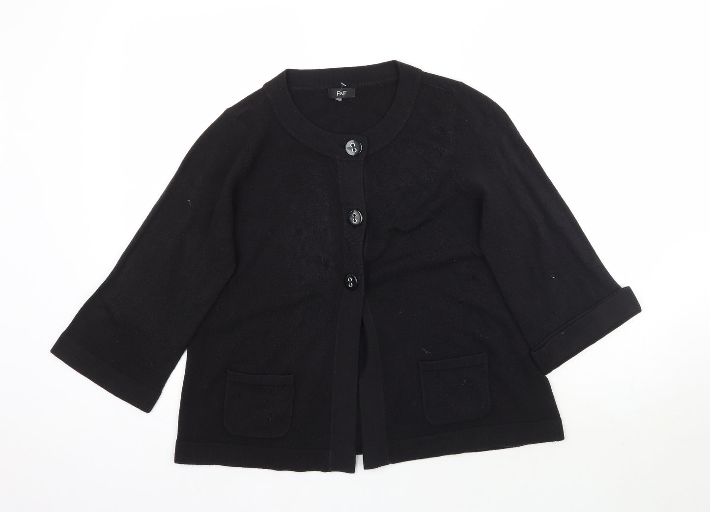 F&F Womens Black  Knit Cardigan Jumper Size 14