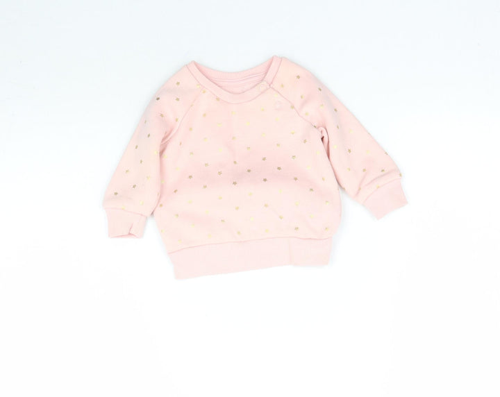 Primark Girls Pink   Pullover Jumper Size 3-6 Months  - Star Pattern Sweatshirt