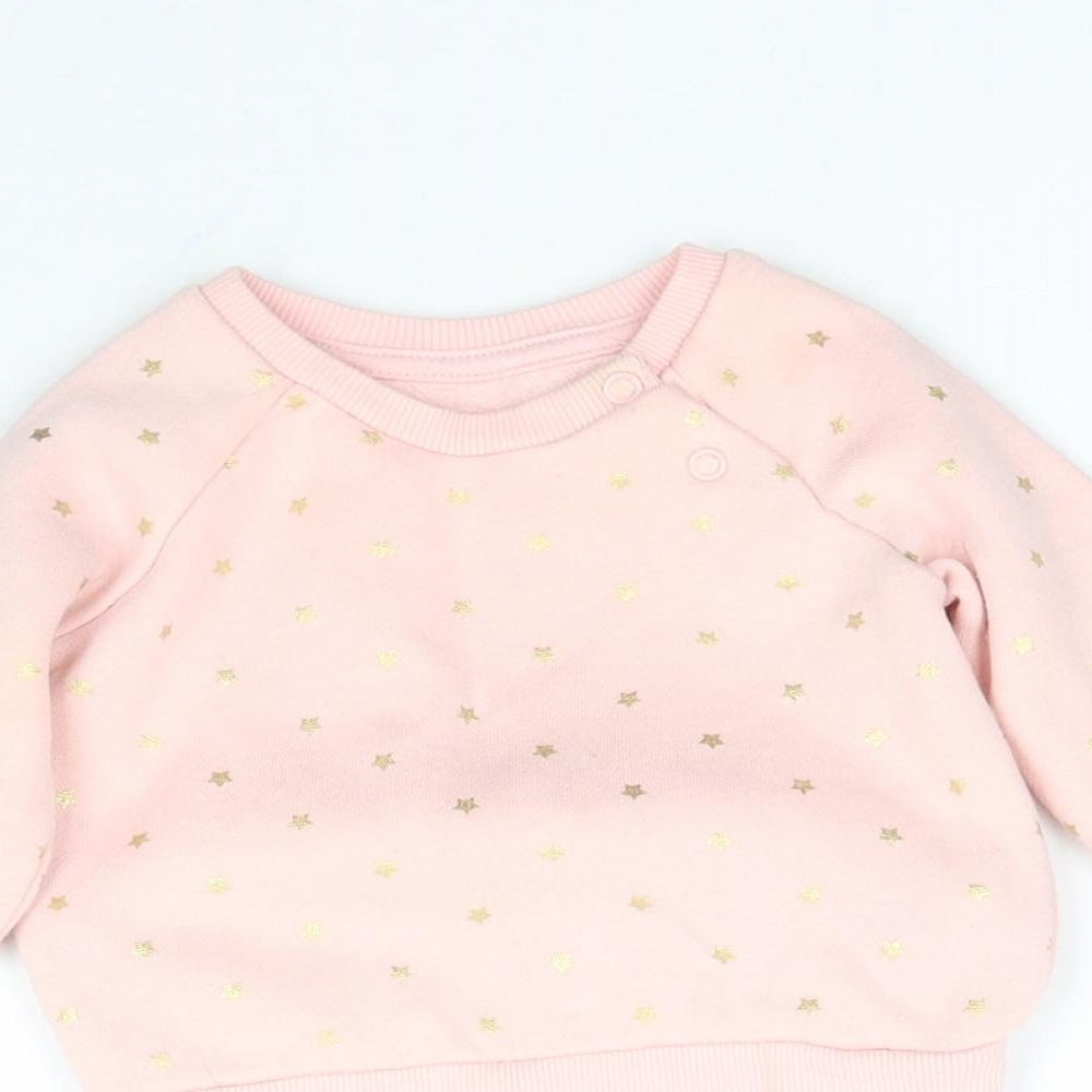 Primark Girls Pink   Pullover Jumper Size 3-6 Months  - Star Pattern Sweatshirt