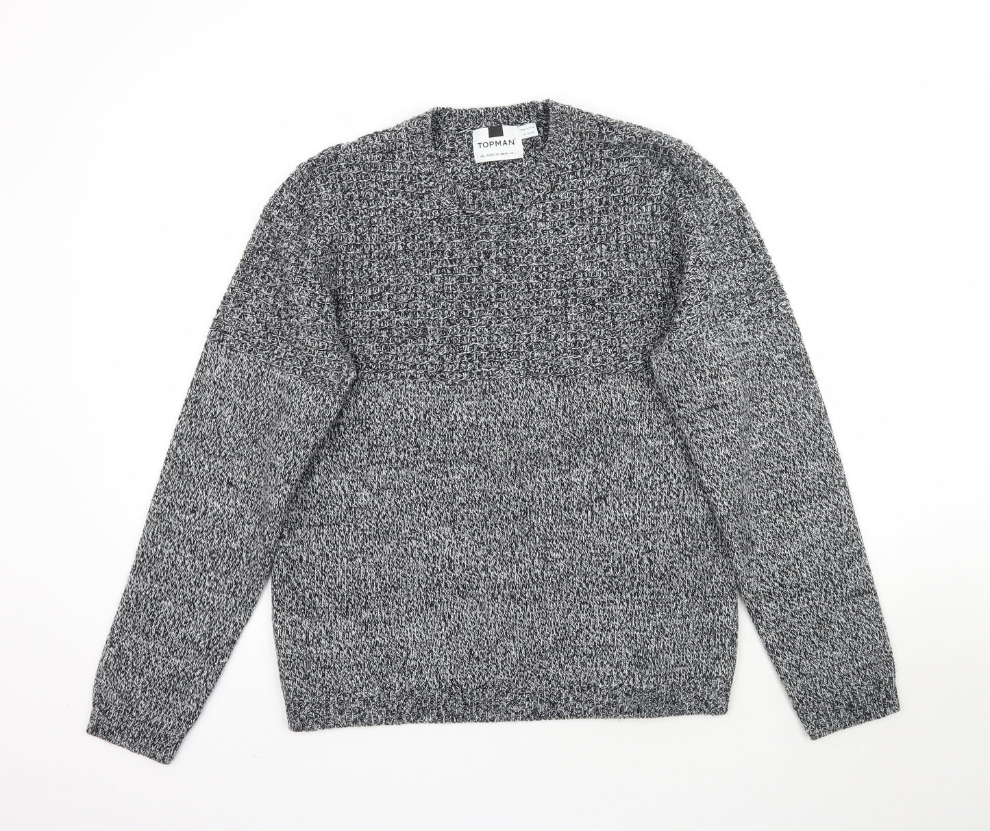 Topman Mens Grey  Knit Pullover Jumper Size L