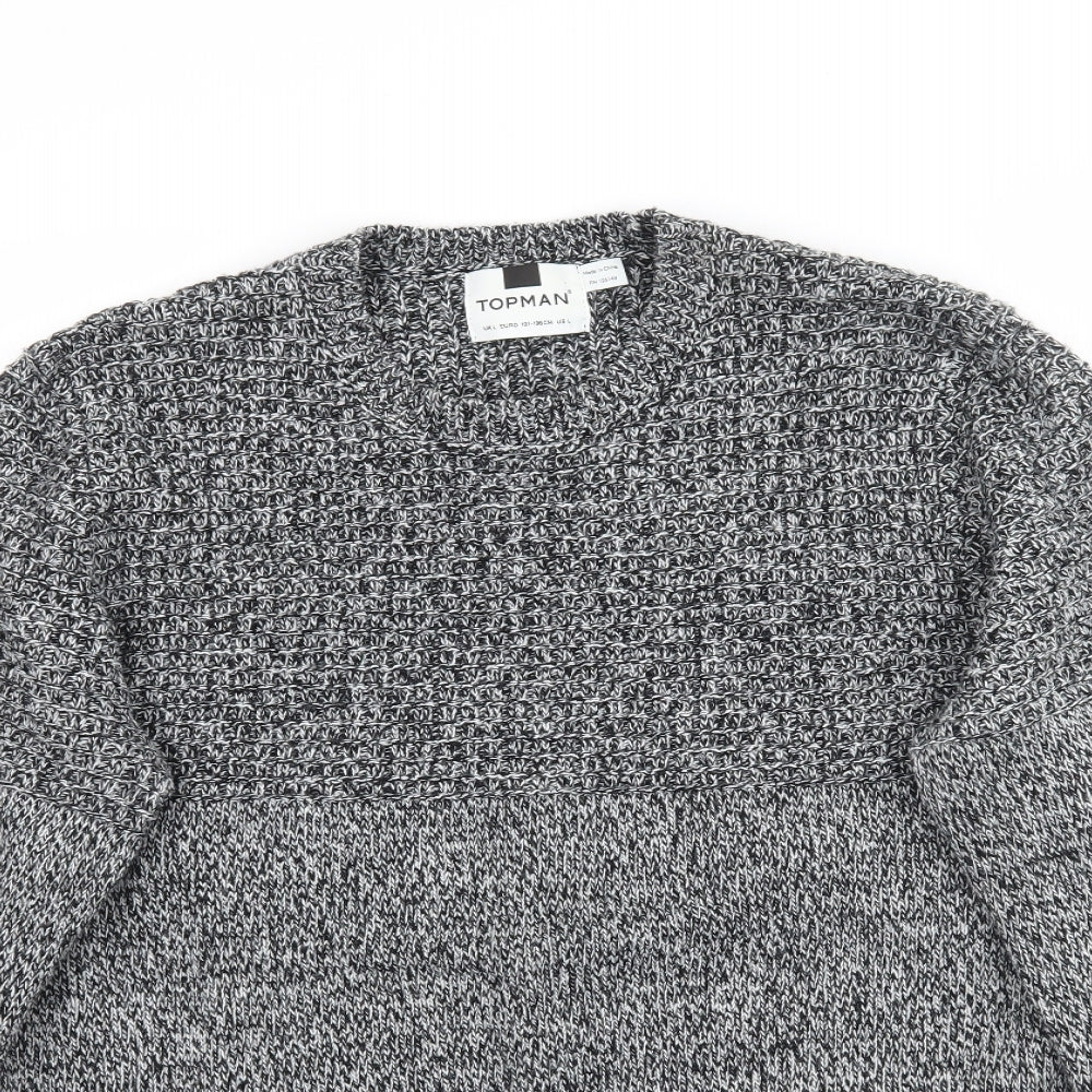 Topman Mens Grey  Knit Pullover Jumper Size L