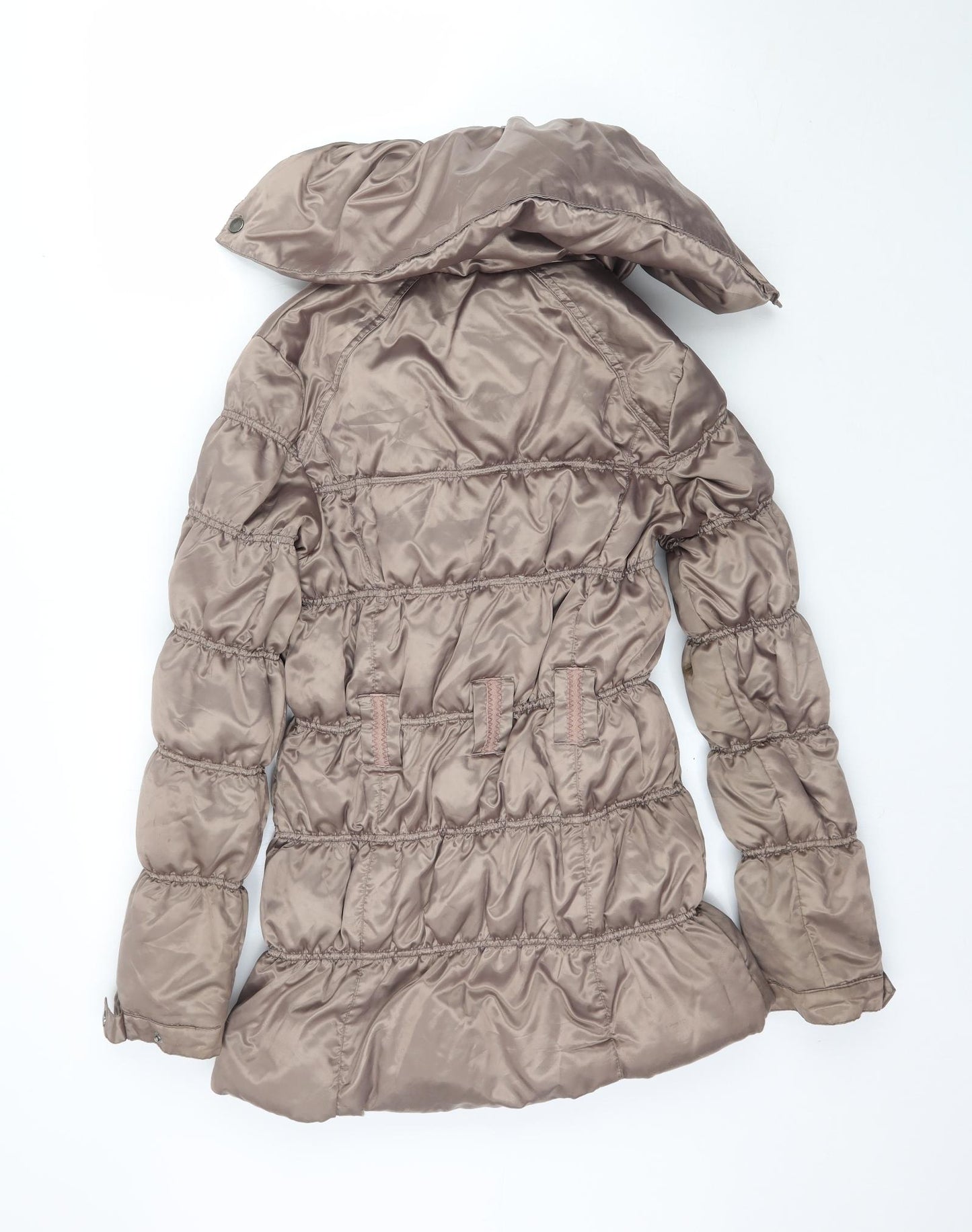 Philosophy Blues Original Womens Brown   Puffer Jacket Coat Size 8  - Shiny Taupe Colour