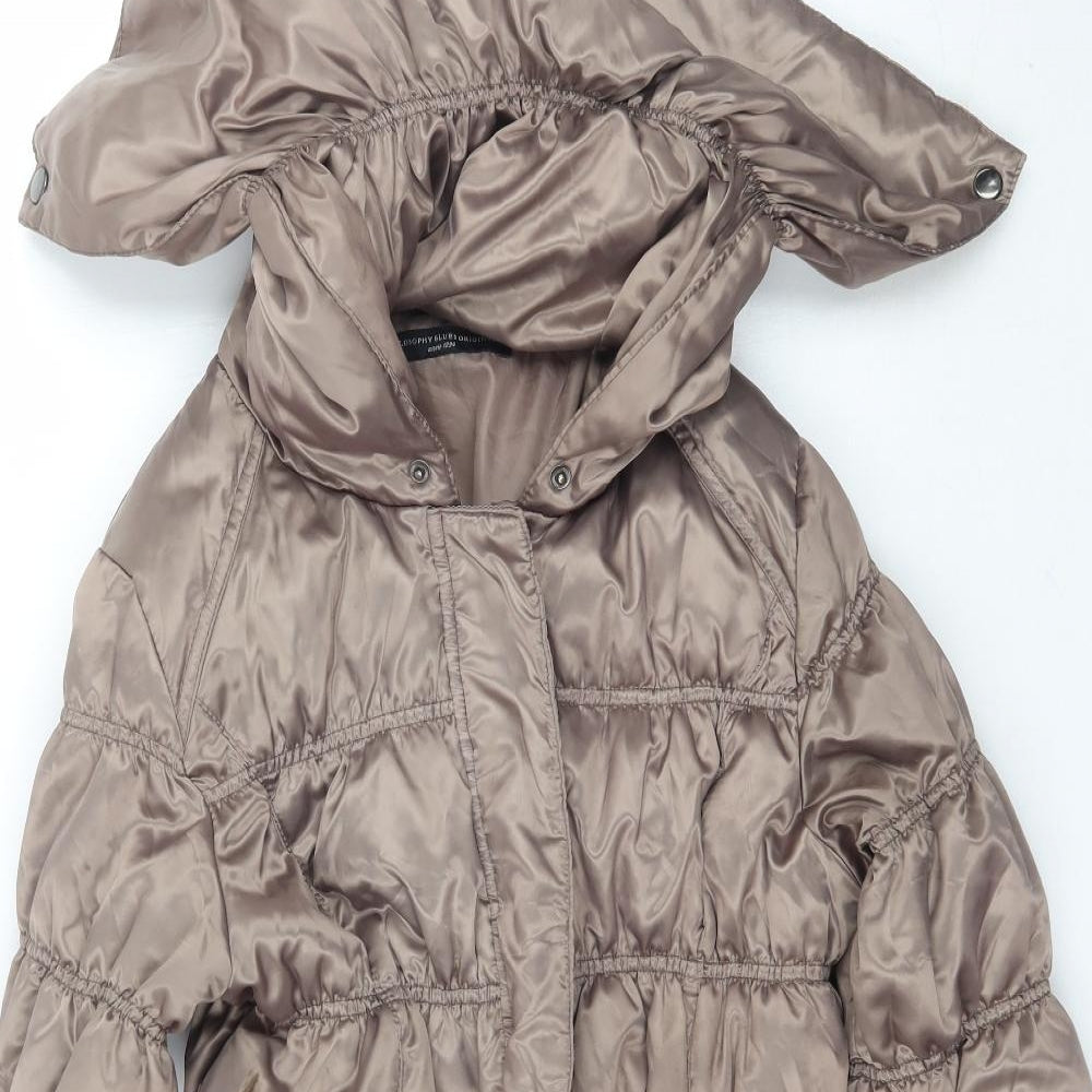 Philosophy Blues Original Womens Brown   Puffer Jacket Coat Size 8  - Shiny Taupe Colour