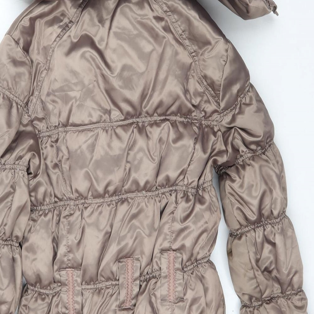 Philosophy Blues Original Womens Brown   Puffer Jacket Coat Size 8  - Shiny Taupe Colour