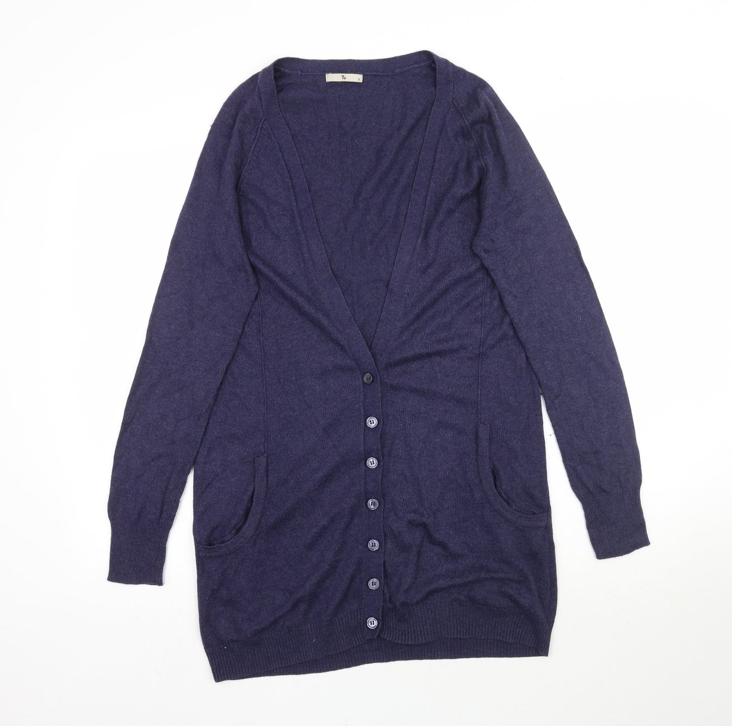 TU Womens Blue  Knit Cardigan Jumper Size 12