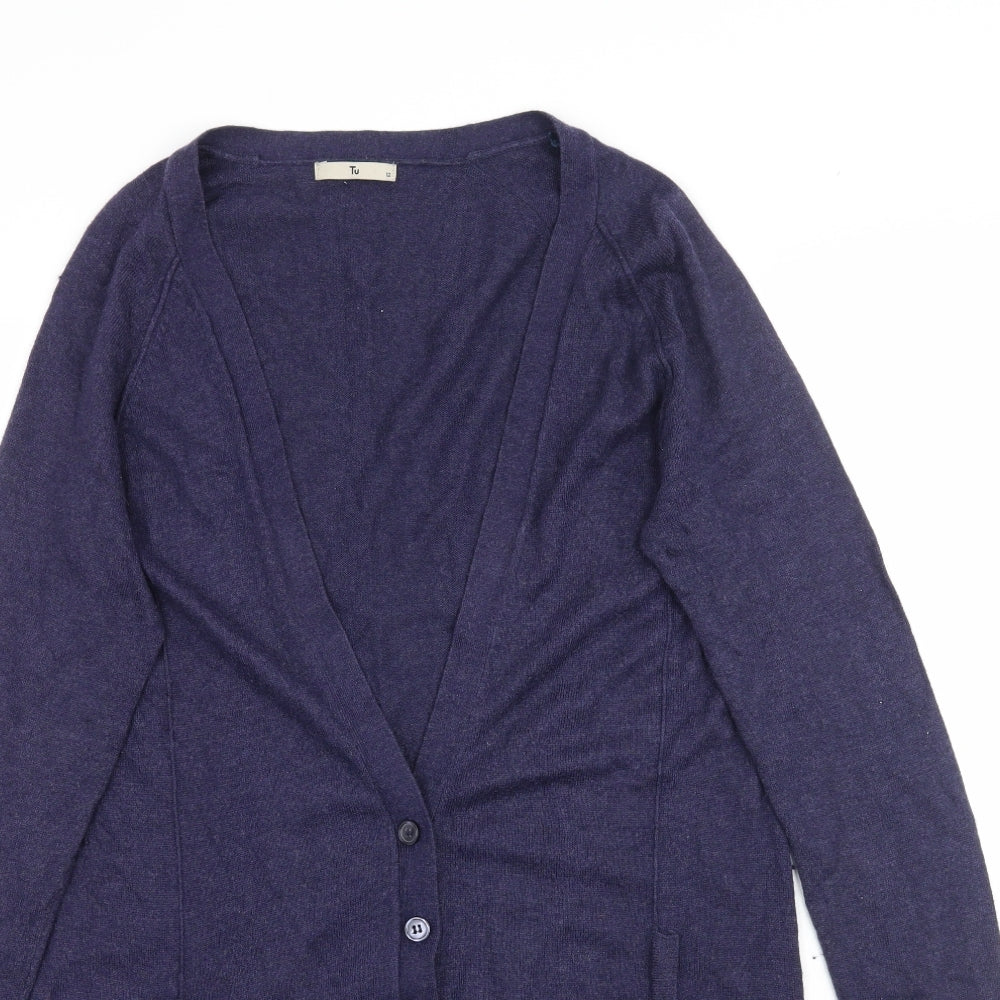 TU Womens Blue  Knit Cardigan Jumper Size 12