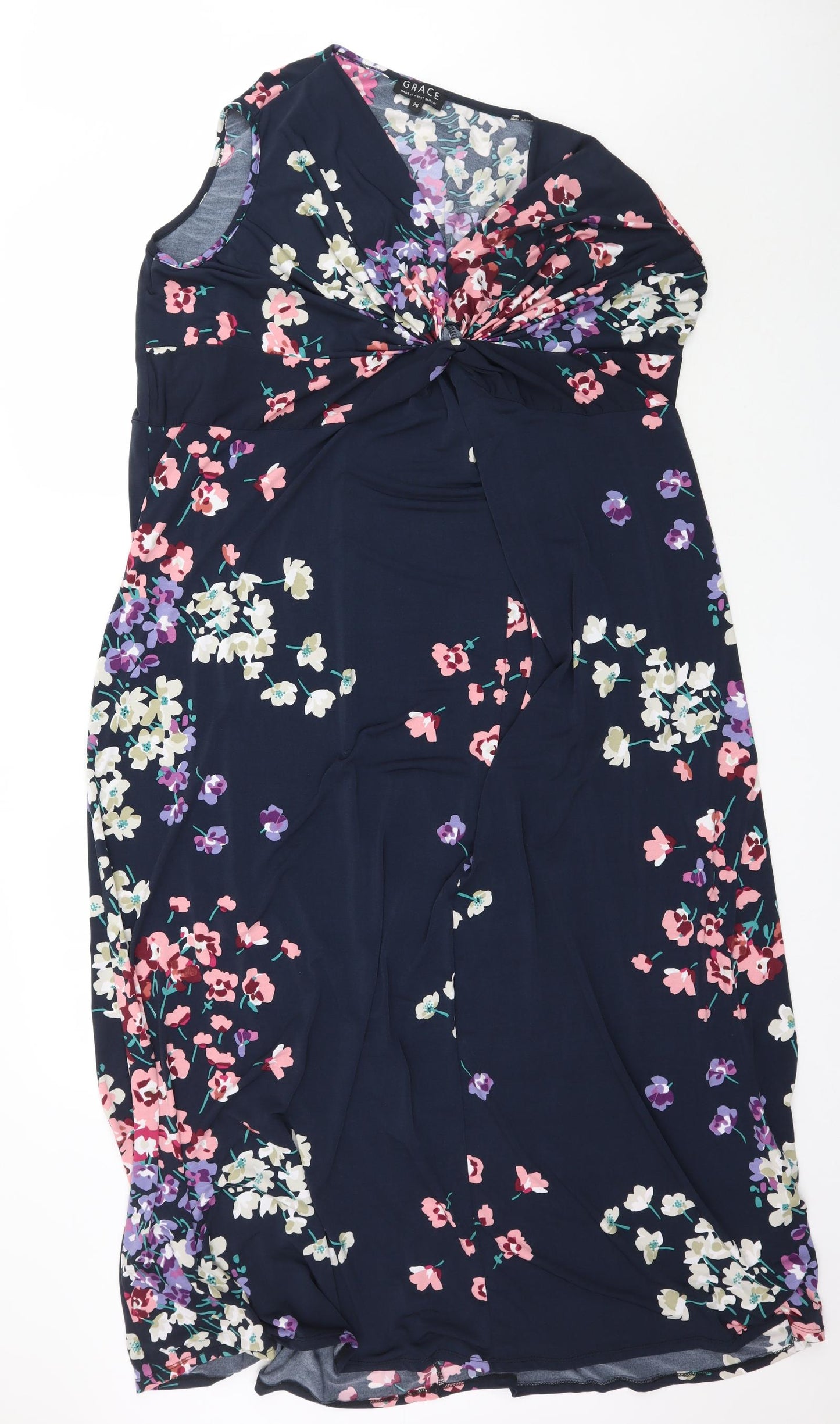 Grace Womens Blue Floral  Maxi  Size 26  - Knot Detail