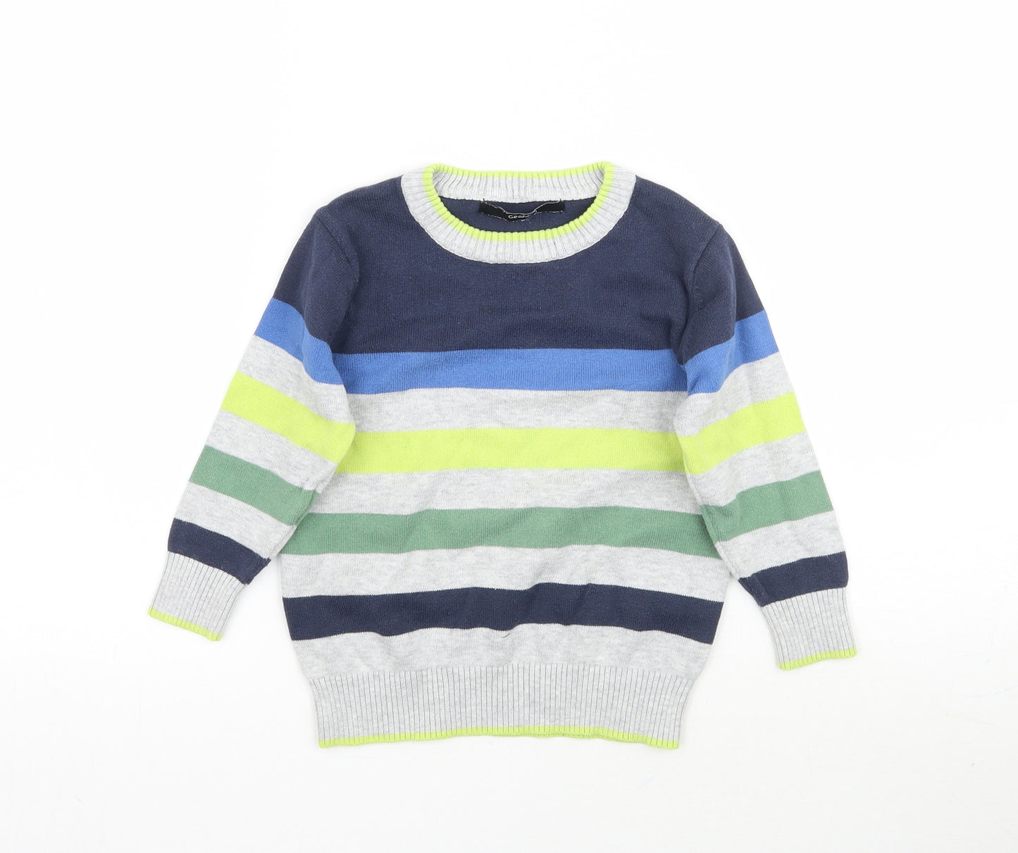 George Boys Multicoloured Striped Knit Pullover Jumper Size 2-3 Years