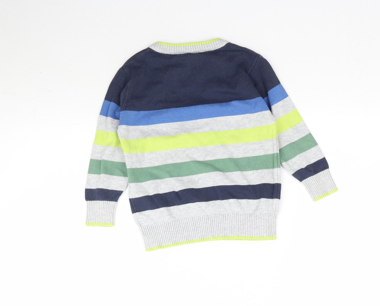 George Boys Multicoloured Striped Knit Pullover Jumper Size 2-3 Years
