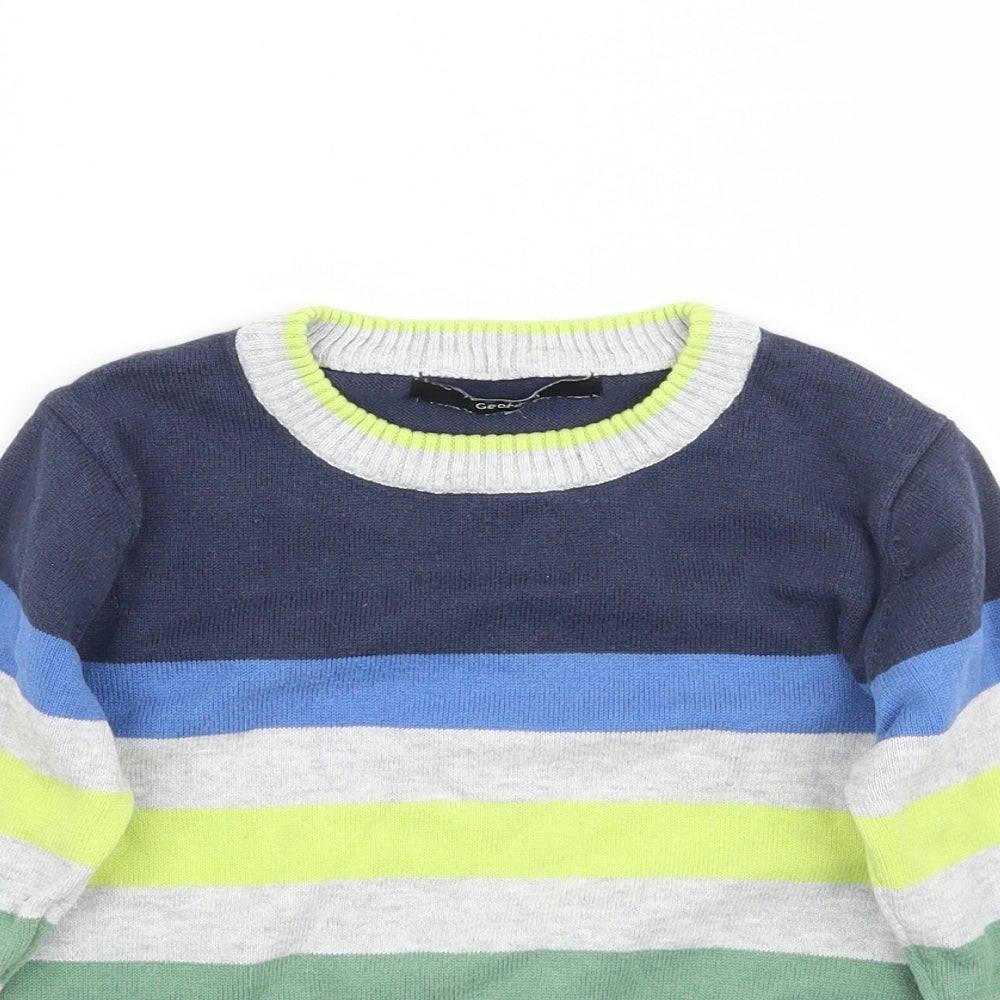 George Boys Multicoloured Striped Knit Pullover Jumper Size 2-3 Years