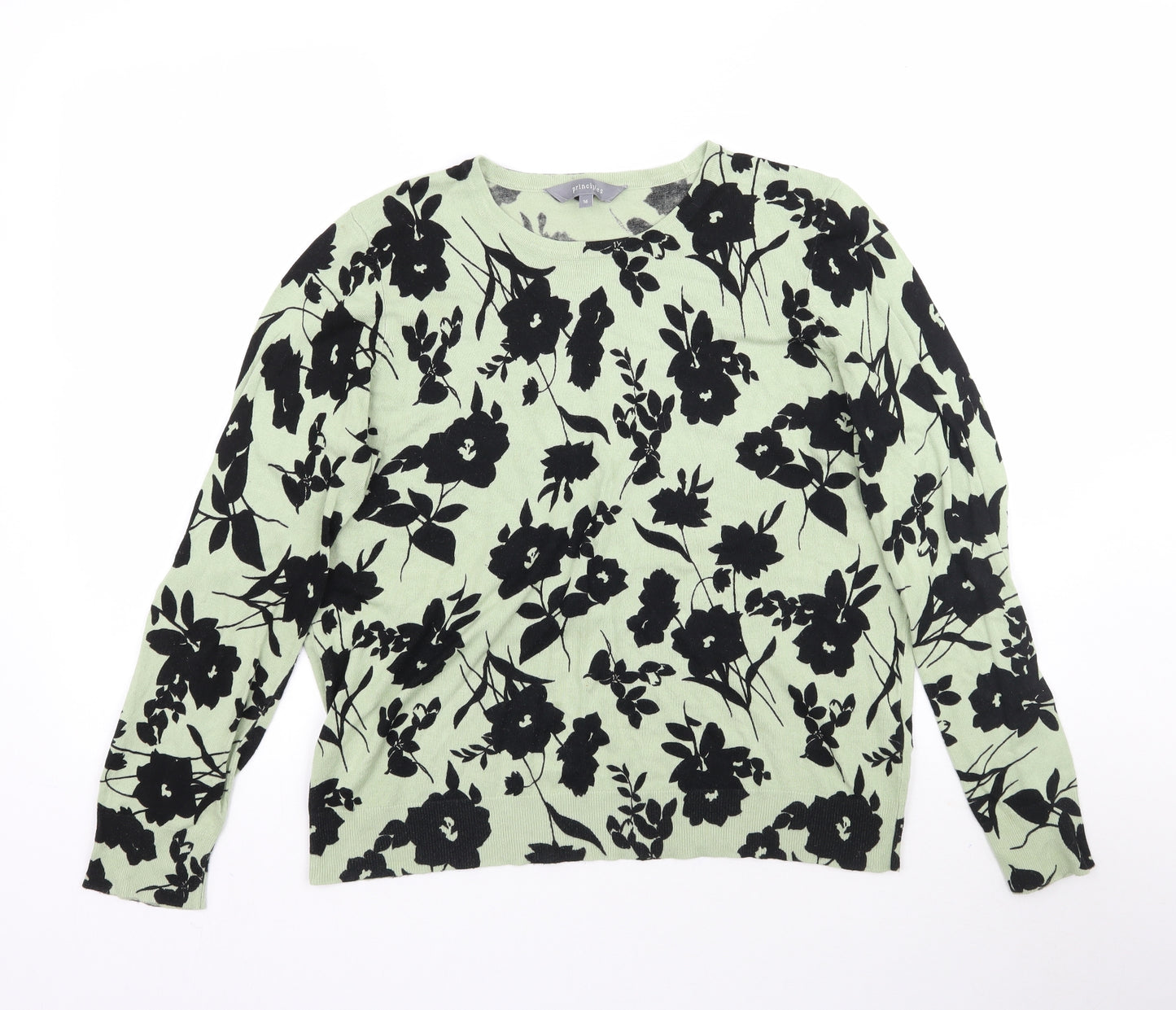 Principles Womens Green Floral Knit Pullover Jumper Size 16