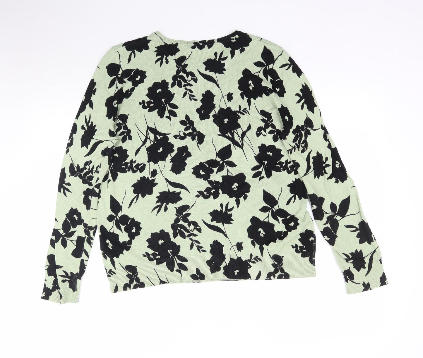 Principles Womens Green Floral Knit Pullover Jumper Size 16