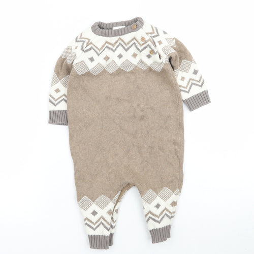 NEXT Baby Brown Fair Isle Knit Babygrow One-Piece Size 3-6 Months