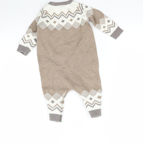 NEXT Baby Brown Fair Isle Knit Babygrow One-Piece Size 3-6 Months
