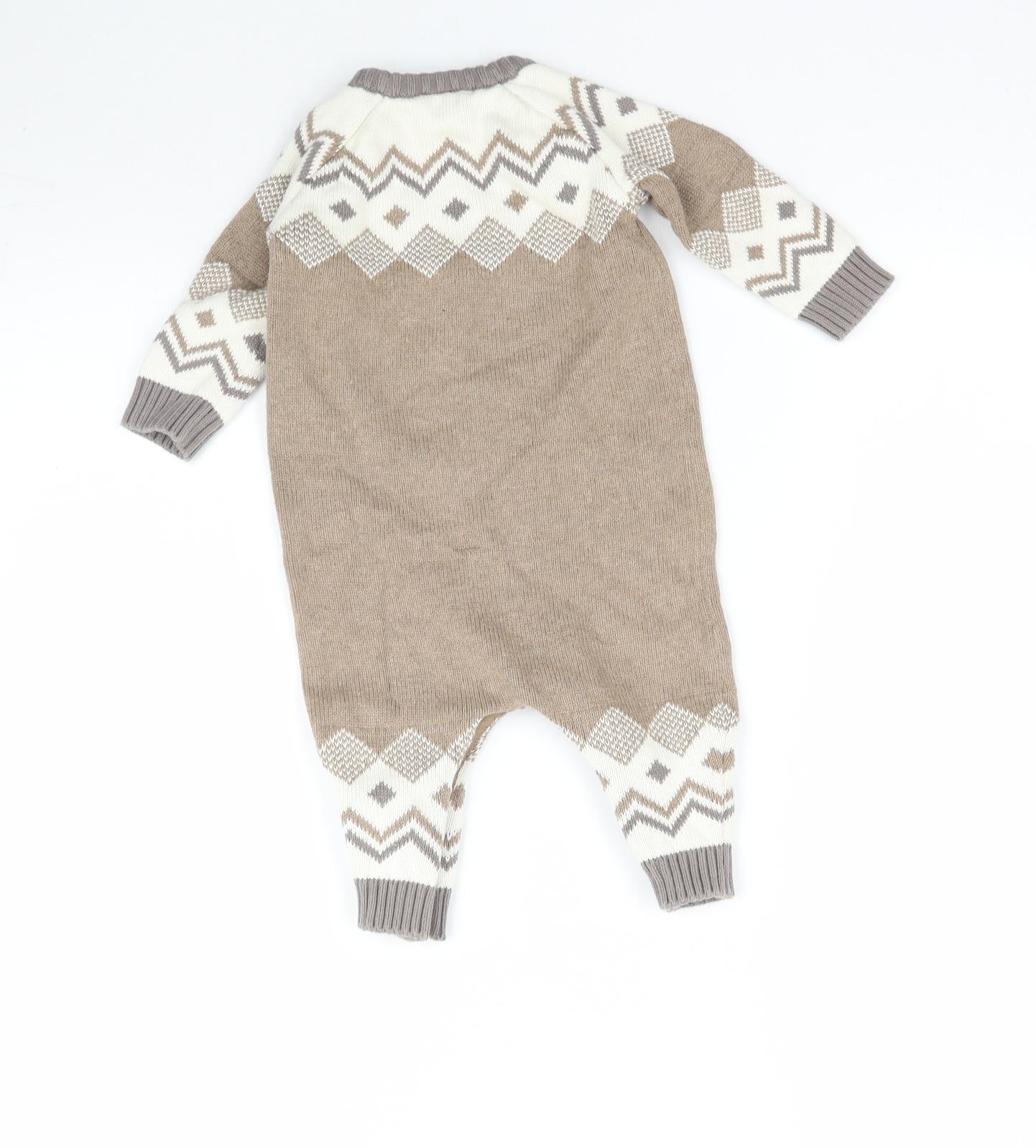NEXT Baby Brown Fair Isle Knit Babygrow One-Piece Size 3-6 Months