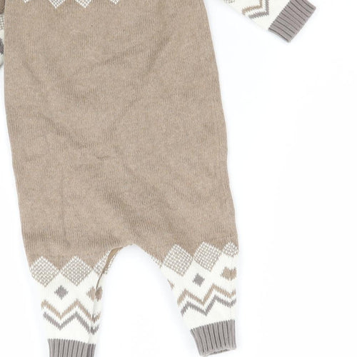 NEXT Baby Brown Fair Isle Knit Babygrow One-Piece Size 3-6 Months
