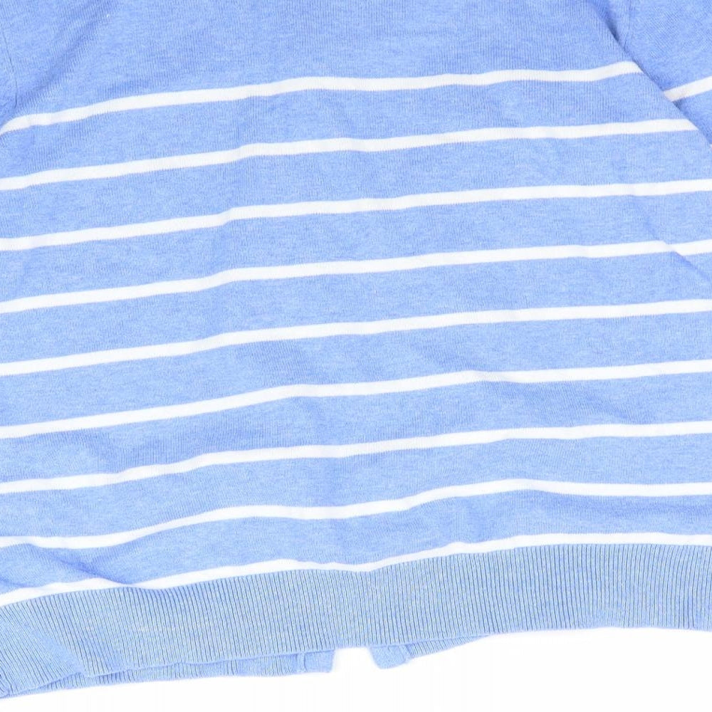 F&F Womens Blue Striped Knit Cardigan Jumper Size 16