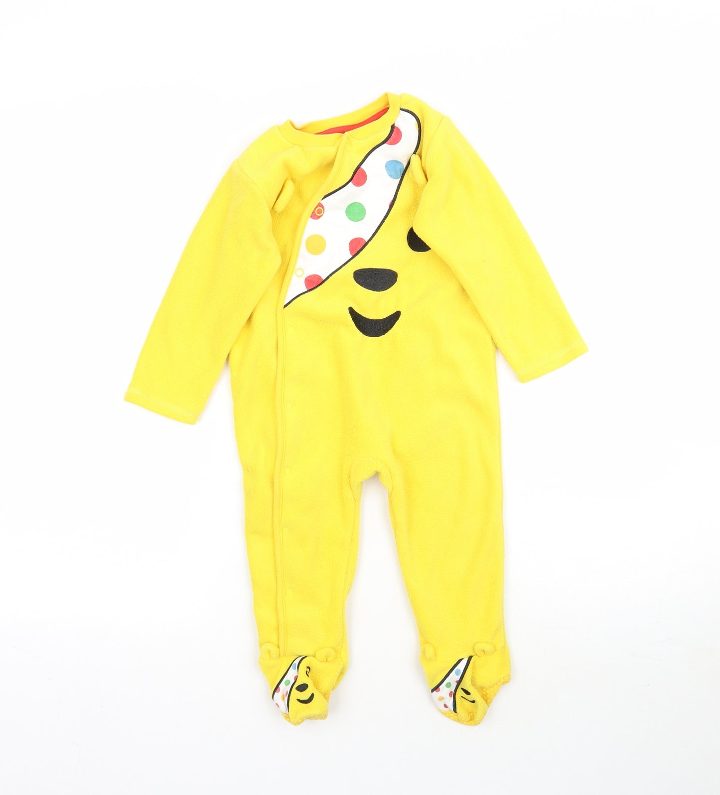 George Baby Yellow   Babygrow One-Piece Size 12-18 Months  - Pudsey Bear